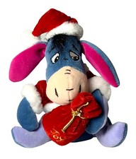 The Disney Company Store Christmas Santa Eeyore Joy Mini Bean Bag Plush, 8  