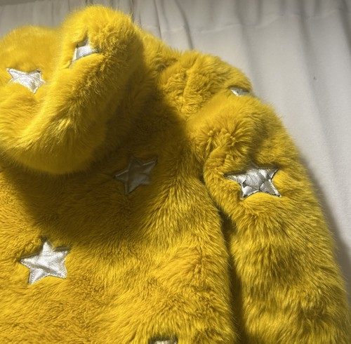 Zara Girls Size 5 Yellow Fur Hooded Jacket - Picture 5 of 7