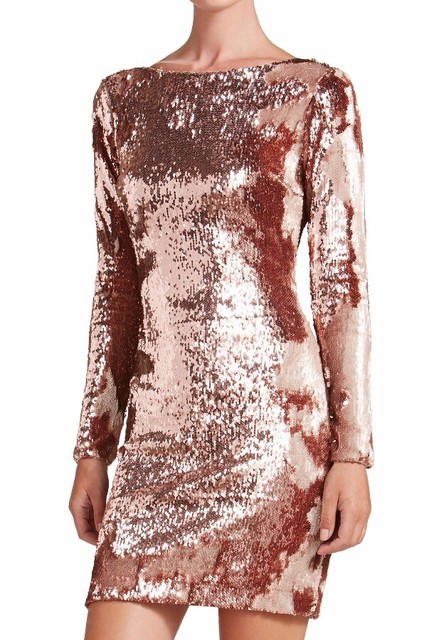 freyana black sequin detail long sleeve mini dress