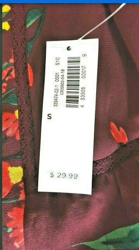 OLD NAVY LONG SLEEVE WOMEN BLOUSE V-NECK BURGUNDY PRINT TOP NEW SIZE S 1106D - Bild 10 von 11