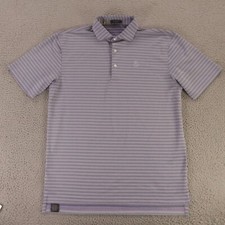 Turtleson Polo Shirt Mens M Purple Gray Striped Polyester Blend Logo Golf