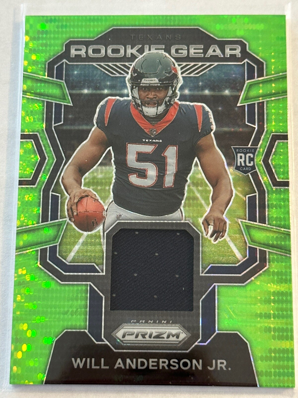 2023 Panini Prizm Football Will Anderson Jr RC Rookie Gear Neon Green Pulsar