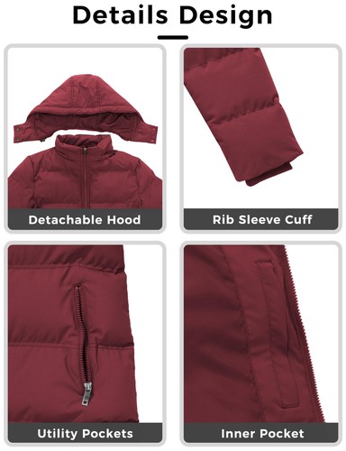 WenVen Women's Warm Thickened Parka Coat Winter Puffer Jacket Removable Hood - Bild 12 von 54