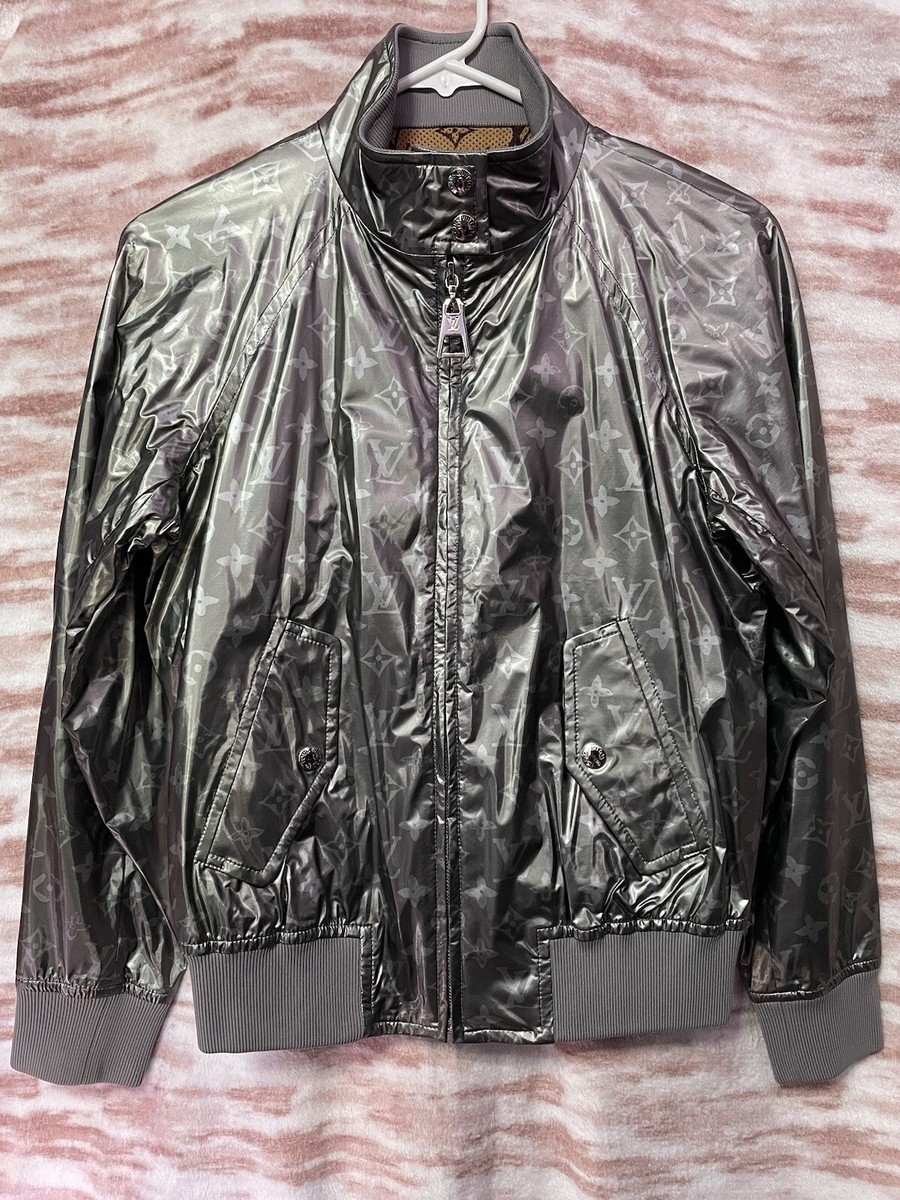 Louis Vuitton Reversible Silver Brown Monogram Bomber Jacket