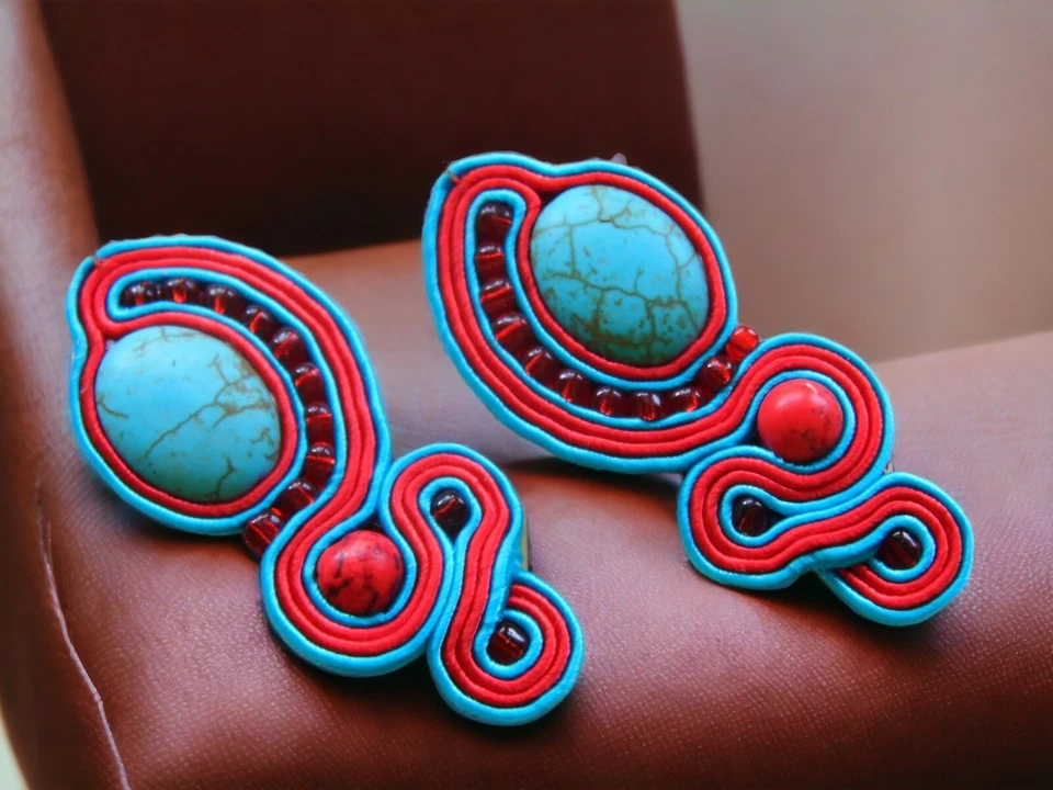 Ohrringe Technik soutache Kunsthandwerk  - Bild 4 von 4