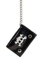Skull Tri-Fold Biker Chain Wallet With 12" Chain Patent Leather