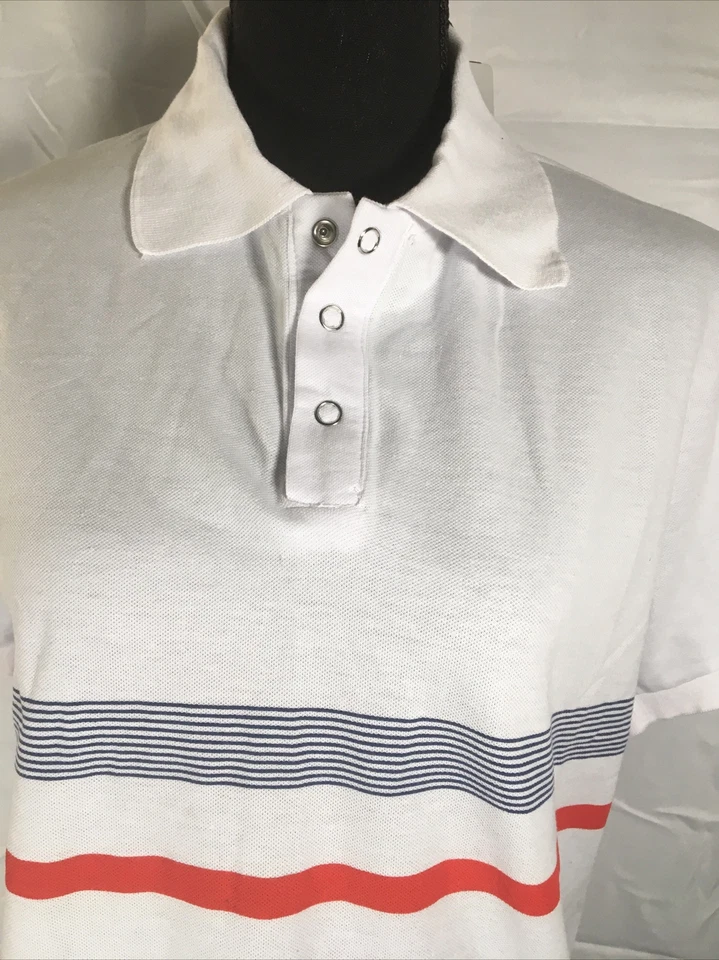 Camisa masculina Allegra K 3 Snap listra branca vermelha/azul nova com etiquetas tamanho 36 frete grátis - Imagem 2 de 4