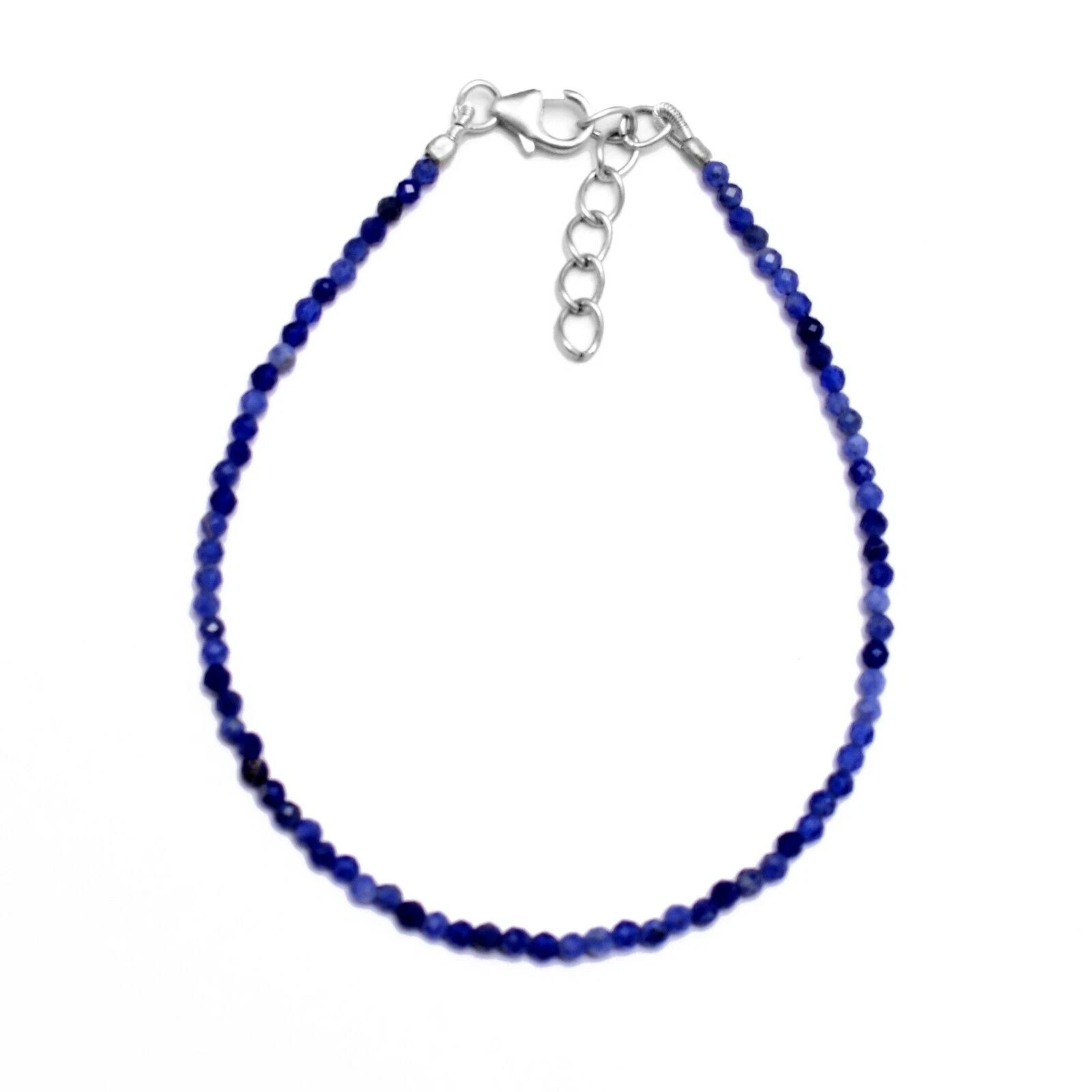 VALENTINO Bracciale Pietra Iolite Gemma Naturale 2mm Micro Sfaccettato Ragazza Donna Minimal