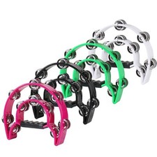 4Pk Handheld Tambourine w/ Metal Jingles Musical Instrument Half Moon Percussion