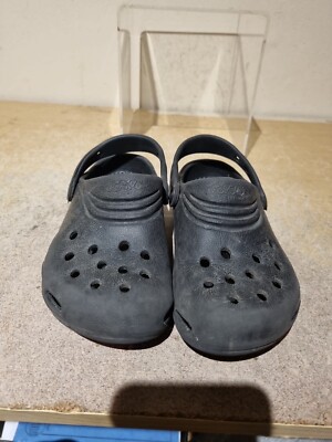 Crocs Clogs Kinder 6 schwarz gepolstert Komfort Schaumstoff Slipper Jugend C12 13 Schuh (B6)