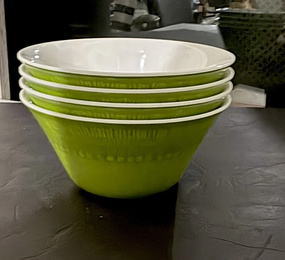 Bed Bath & Beyond зеленые миски с меламином 4 хлопьев суп легкий бассейн пикник винтажный - Изображение 3 из 4