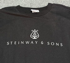 Vintage Steinway & Sons T-Shirt 2XL Black Piano Music Musician USA Made 90s Y2K