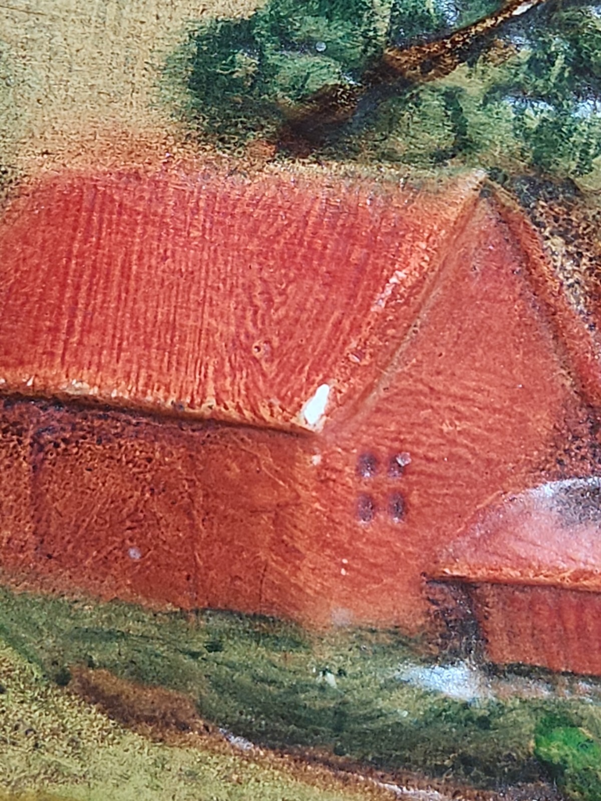 Vtg 1972 Byron Molds Country Farmhouse Spring Scene Ceramic Plate Wall Hanger