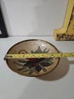 Vintage Christmas Candel & Holly Enamel Brass Cloisonné Used Holiday Decor  — photo 4