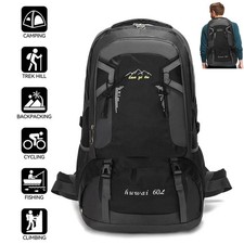 60L Hiking Camping Backpack Waterproof Nylon Outdoor Travel Luggage Rucksack Bag