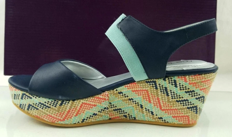 Sandalia Alpargata Me Too Cara 6 Cuñas Azul Zafiro Multi Talla 11 Nueva/Exhibición Foto 4 de 4