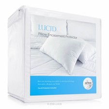 LUCID Zippered Encasement Pillow Protector - Waterproof, Allergen Proof, Bed Bug