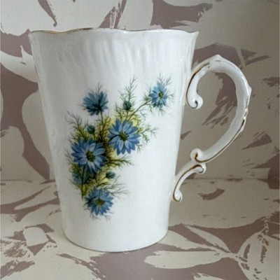 Royal Adderley Bone China Mug England Blue White Floral Decorated