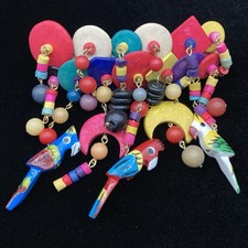 Vintage Multicolor Wood Wooden Bird Bead Funky Cool Boho Hair Pin Clip Barrette