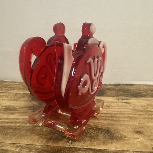 Vintage 6" Lucite Napkin Holder - Teapot Design - MCM - Red & White - USA Made - Picture 4 of 8