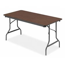 Iceberg 55414 Folding Table, Walnut Wood Laminate Top, Charcoal Frame, 30 In W