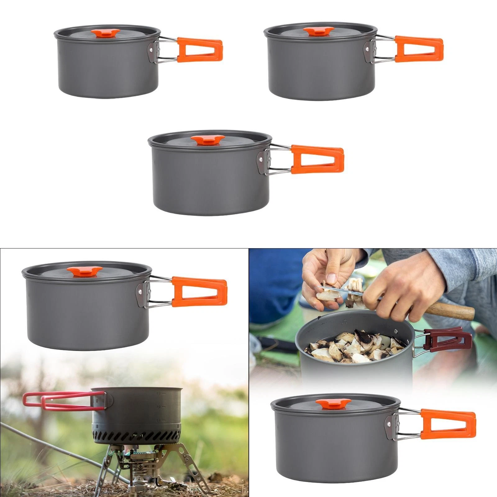 Camping Pot with Lid Lightweight Easy to Clean with Handle Non Stick Practical