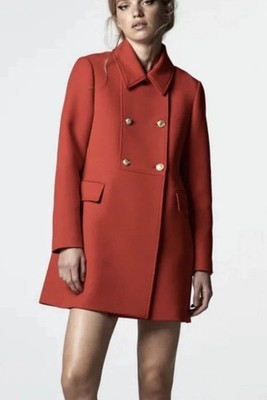 100% Authentic ZARA Red Buttoned Tailored Coat Size: S