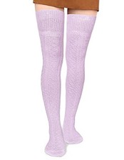 Women Thigh High Socks Extra Long Cotton Knit Warm Thick Tall One Size Lavender