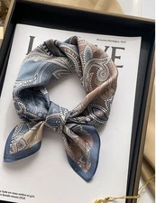 100% Mulberry Silk Scarf Women Flower Neckerchief  20'' Square Small Bandana C88