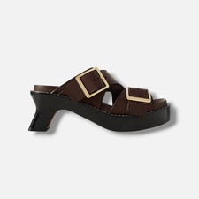 LOEWE Womens Brown Ease Buckled Leather Mules...