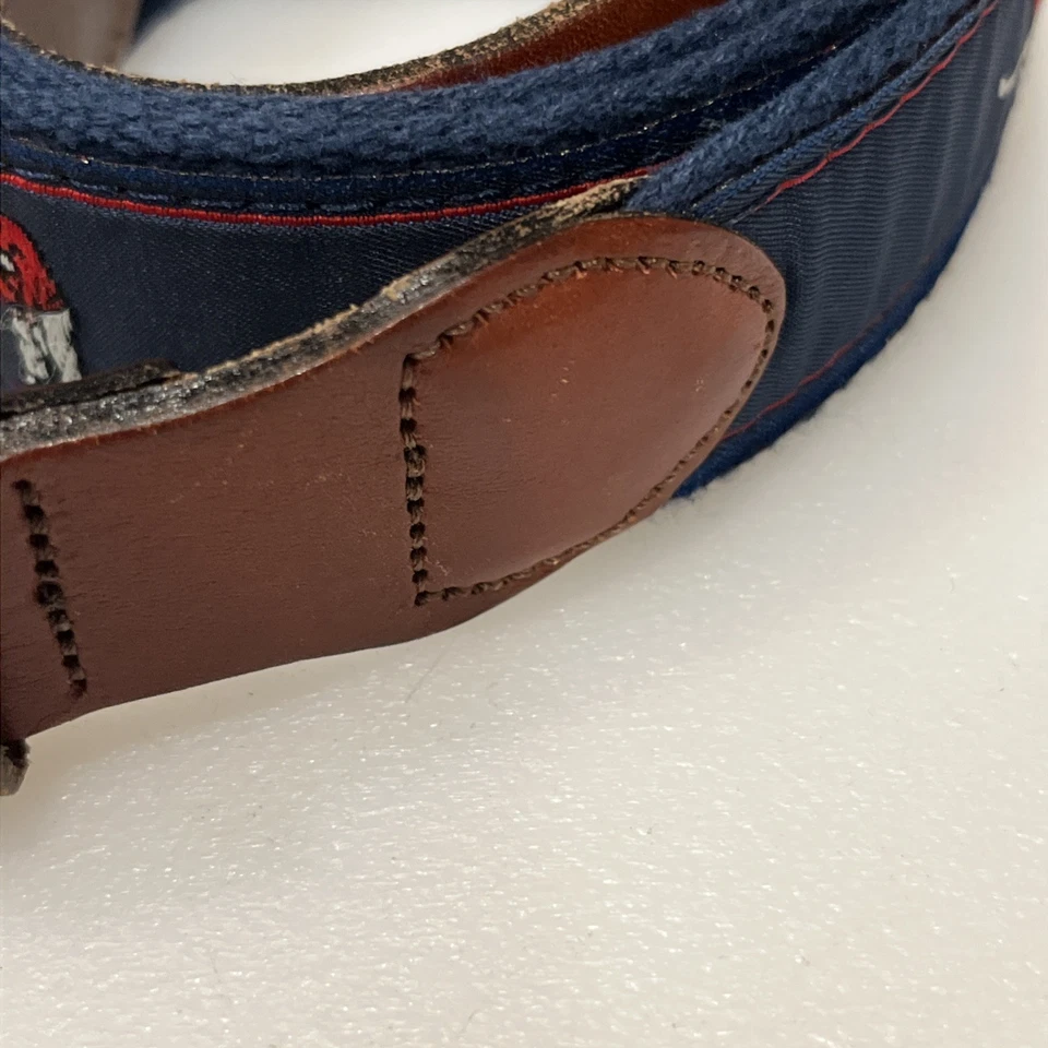 Leather Man Belt Men 36 Golf Ribbon Cotton Web Brown Leather Essex CT USA Made - Image 4 of 4