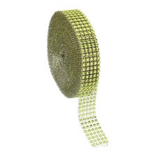 1"x10 Yard Crystal Rhinestones Mesh Ribbon Green 4mm