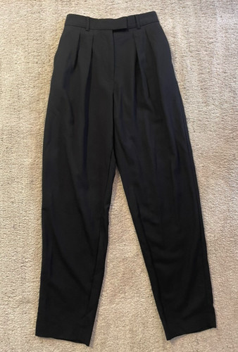 Paul Smith SZ IT 38 US 0 Made in Italy High-Waisted Pleated Wool Trousers Black