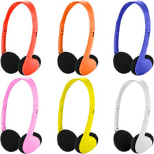 Kids Headphones Bulk 6 Pack Multi Colored for Students School Classroom Boys Gir