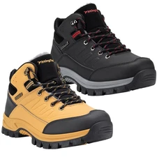 Mens Leather Hiking Winter Boots Insulated Fur Lined Snow Boots Outdoor Sneaker