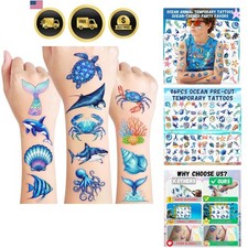 96PCS Ocean Temporary Tattoos Stickers - Under The Sea Themed Birthday Party ...