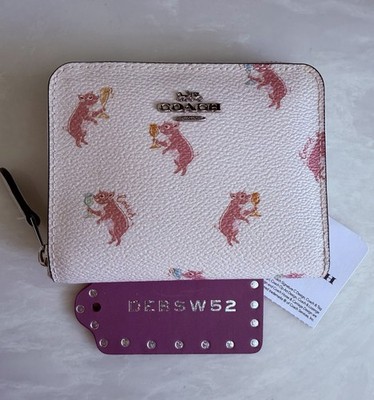 NWT COACH PIG PARTY PRINT SMALL ZIP-AROUND WALLET 38906 | eBay
