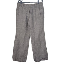 BANANA REPUBLIC Women's Pants The Martin Fit Gray Wide Leg Linen Pockets size 12