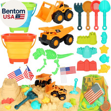 Beach Sand Toys for Kids, 29PCS Sandbox Toys with 2 Collapsible Bucket Sand, 2 D