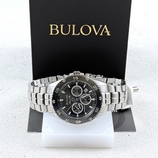 Bulova Men's Marine Star 98B401 Chronograph Gray Dial Steel Quartz Watch 41.5mm