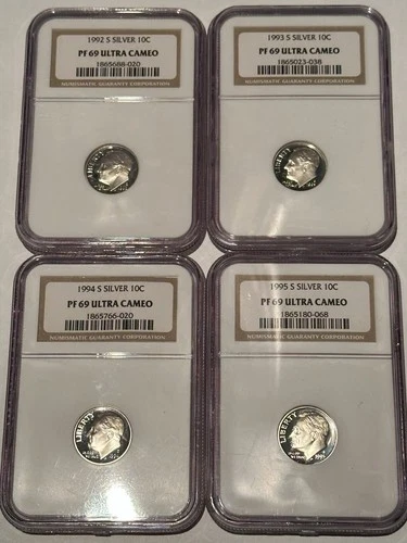1992-1995-S NGC PR69 Ultra Cameo Roosevelt Dime 10C US Mint Silver Coin PF69
