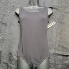 Body Wrappers Black Tank Leotard High Neckline Scoop Back Ballet Cut SZ. XL