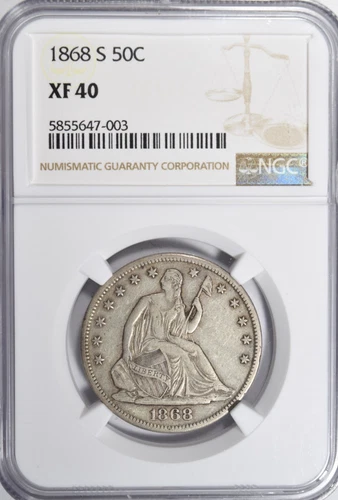1868-S SEATED LIBERTY HALF DOLLAR ~ NICE ORIGINAL NGC XF40!