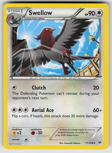 Swellow 71/108 Roaring Skies Pokemon TCG Near Mint