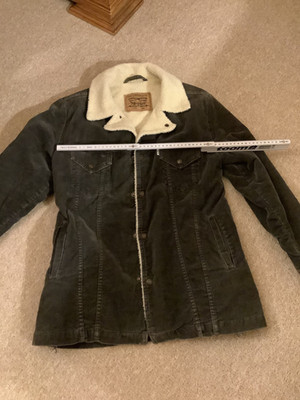 Levis Sherpa Teddy Feincord ribless Cord Jacke Damen vtg S hüftlang
