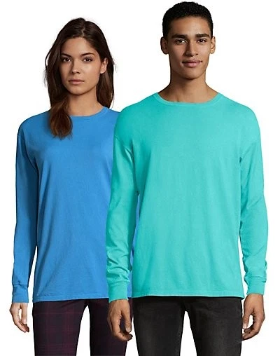 Hanes Adult Long Sleeve T Shirt Tee ComfortWash Garment Dyed Ring Spun Cotton