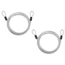 2pcs 3/16" Dia 8.5ft Security Cable Lock Vinyl Coated Steel with Loops Silver