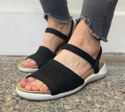 New Arcopedico Knit Arenal Sandals 42 EU 10.5 - 11 US Black Stretch $105