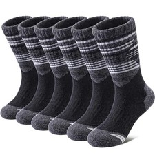 Kids Merino Wool Hiking Socks Boys Girls Toddlers 8-12 Years Splicing Black