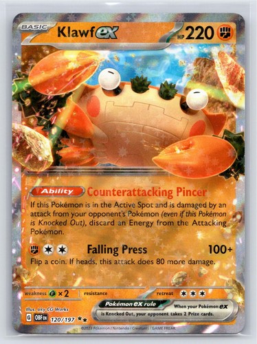 Klawf ex 120/197 Double Rare Obsidian Flames Pokemon Holo Near Mint